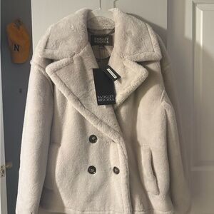 Badgley Mischka Women's Plush Cream Teddy Jacket